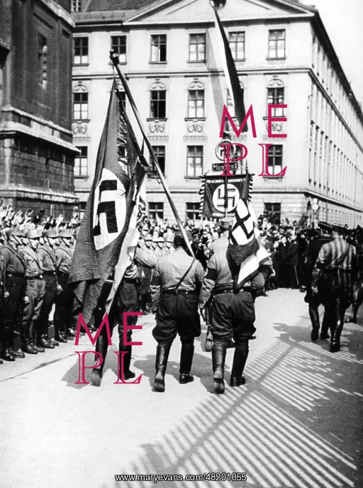: SA men march in Munich, 1933 : SA men march in Munich, 1933
