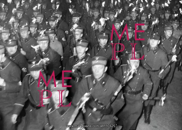 : SA men in the torchlight procession in Berlin, 1933 : SA men in the torchlight procession in Berlin, 1933