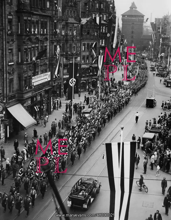 : SA parade on the streets of Nuremberg during the Ralley of : SA parade on the streets of Nuremberg during the Ralley of