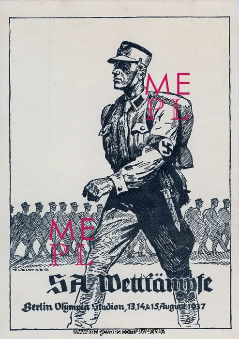 : SA Propaganda card - uniformed SA man on the march : SA Propaganda card - uniformed SA man on the march