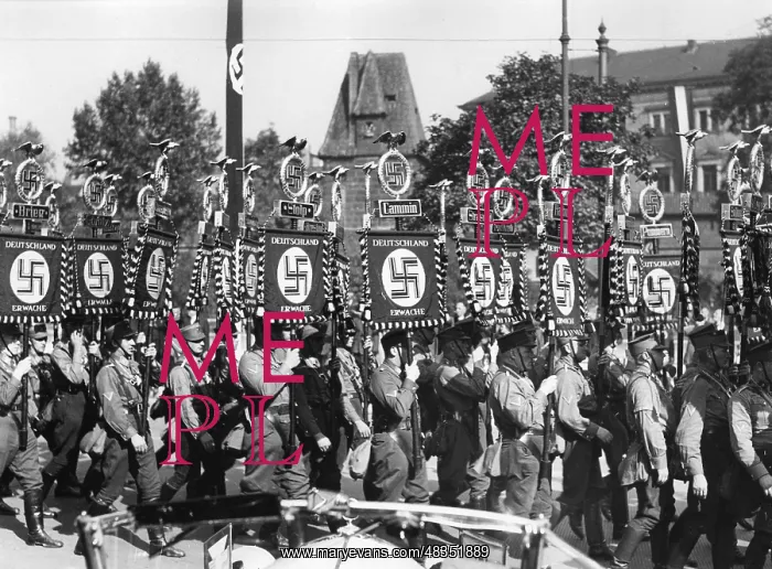 : SA Standarten on the march through Nuremberg : SA Standarten on the march through Nuremberg