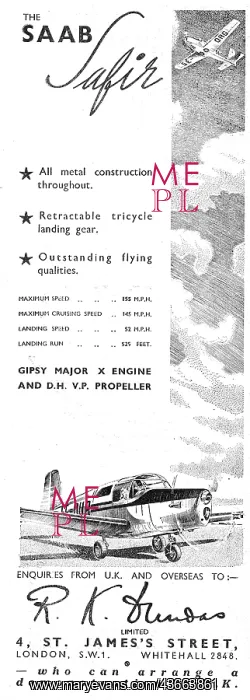 : SAAB Safir 1947 - R.K.Dundas : SAAB Safir 1947 - R.K.Dundas