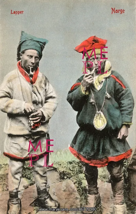  : Two Saami Men smoking their pipes - Norway