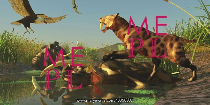 : A Saber Tooth Cat attacks a Woolly Mammoth : A Saber Tooth Cat attacks a Woolly Mammoth