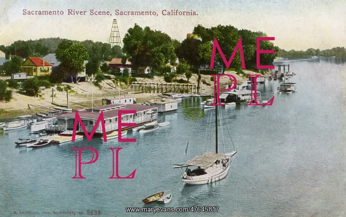 : Sacramento River scene, Sacramento, California, USA : Sacramento River scene, Sacramento, California, USA