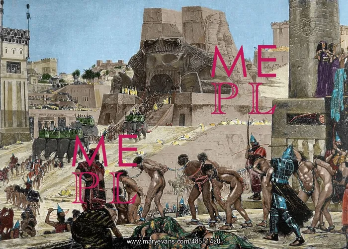 : Sacrifice for God Baal. Colored engraving : Sacrifice for God Baal. Colored engraving