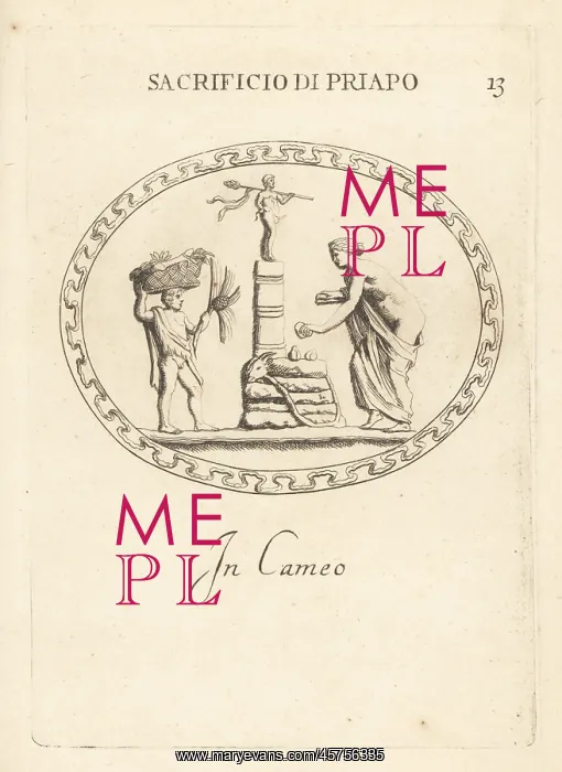 : Sacrifice to a statue of Priapus Bacchus in cameo : Sacrifice to a statue of Priapus Bacchus in cameo