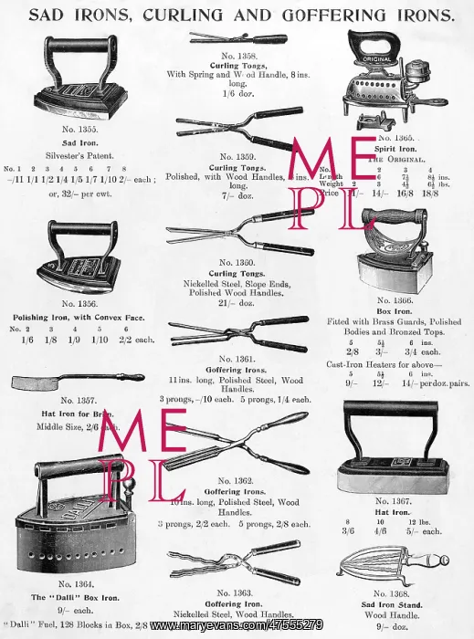 : Sad irons, curling and goffering irons : Sad irons, curling and goffering irons