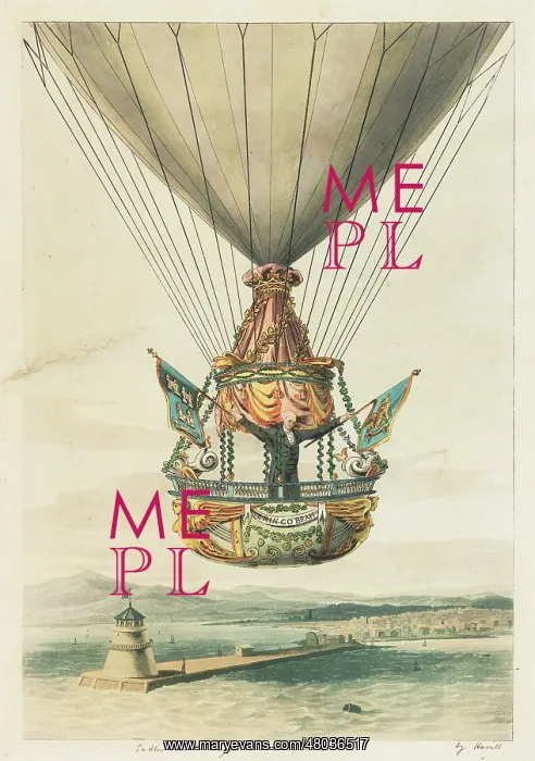 : Sadler in balloon above Dublin, Ireland : Sadler in balloon above Dublin, Ireland
