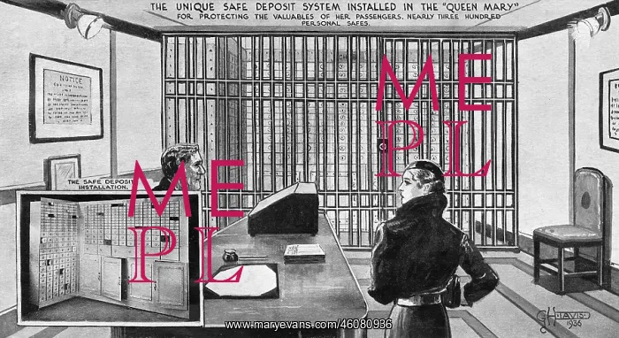 : Safe deposits for the valuables of passengers on Queen Mary : Safe deposits for the valuables of passengers on Queen Mary
