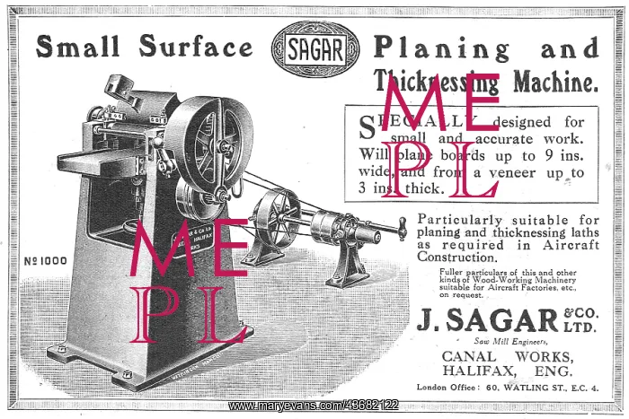 : Sagar Planing & Thicknessing Machine 1917 : Sagar Planing & Thicknessing Machine 1917