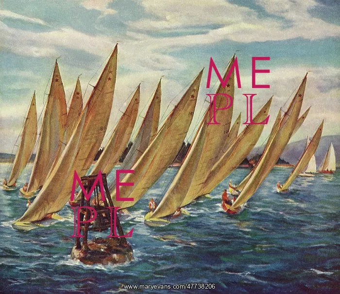  : Sailboats racing around Buoy