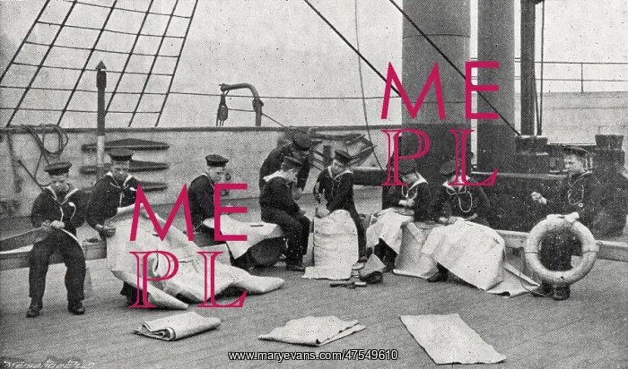 : Sailmaking, Training Ship Wellesley, North Shields : Sailmaking, Training Ship Wellesley, North Shields