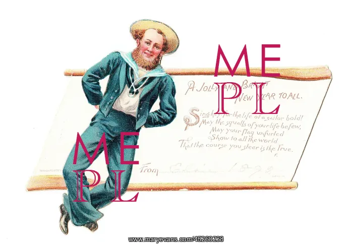  : Sailor dancing on a cutout New Year card