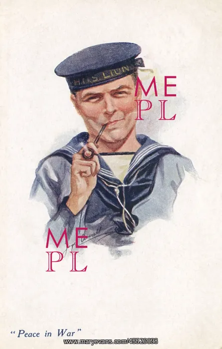 : Sailor from HMS Lion smoking his pipe : Sailor from HMS Lion smoking his pipe