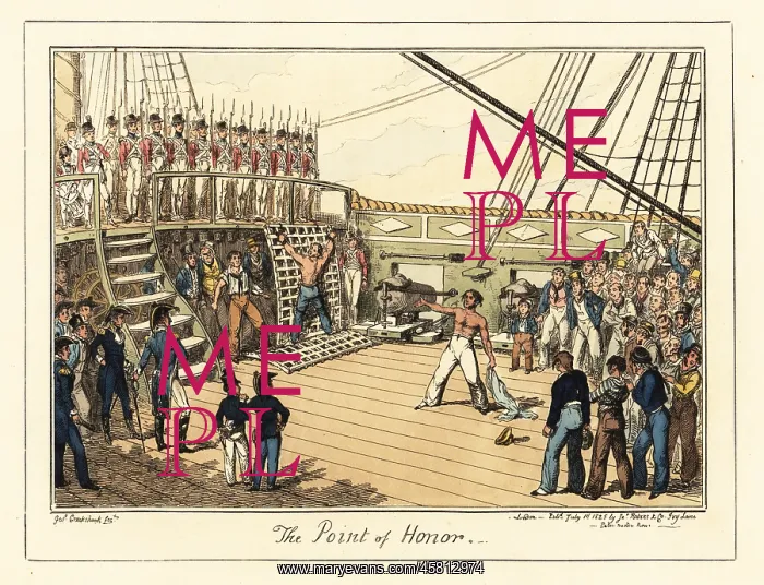 : A sailor about to be punished on deck, Napoleonic War : A sailor about to be punished on deck, Napoleonic War