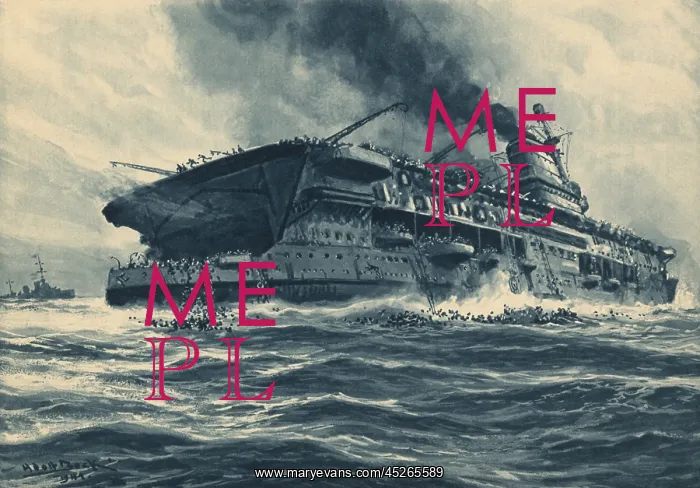 : Sailors abandoning the HMS Courageous, after it : Sailors abandoning the HMS Courageous, after it