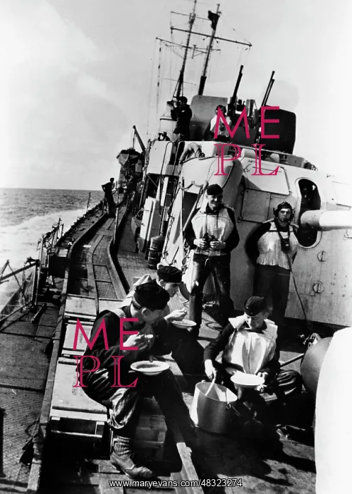 : Sailors on board a minelayer, 1943 : Sailors on board a minelayer, 1943