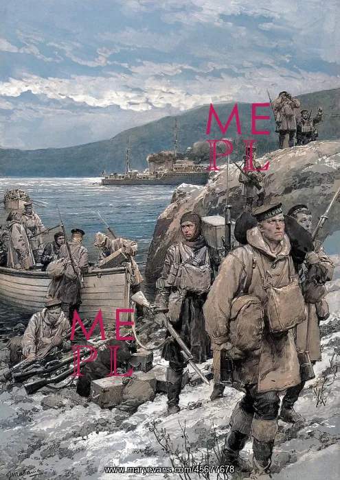 : Sailors landed on a beach, WW2 : Sailors landed on a beach, WW2