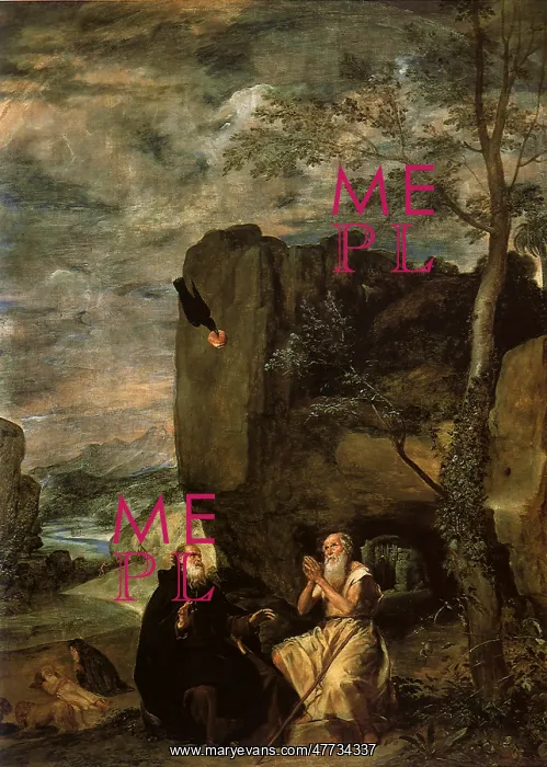 : Saint Anthony Abbot and Saint Paul the Hermit, by Velazquez : Saint Anthony Abbot and Saint Paul the Hermit, by Velazquez