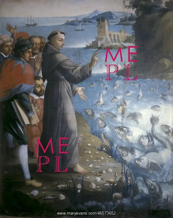 : Saint Anthony of Padua preaching to the fishes : Saint Anthony of Padua preaching to the fishes