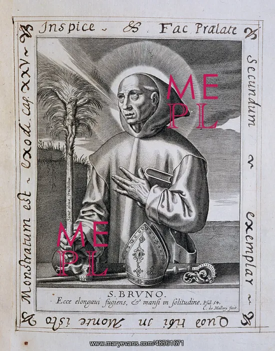 : Saint Bruno of Cologne (ca.1030-1101). Engraving : Saint Bruno of Cologne (ca.1030-1101). Engraving