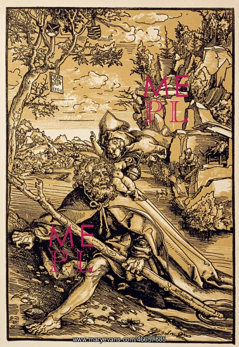 : Saint Christopher, martyr, two colour woodcut : Saint Christopher, martyr, two colour woodcut