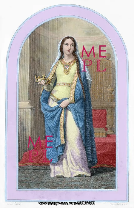 : Saint Clotilde (475-545). Colored engraving : Saint Clotilde (475-545). Colored engraving