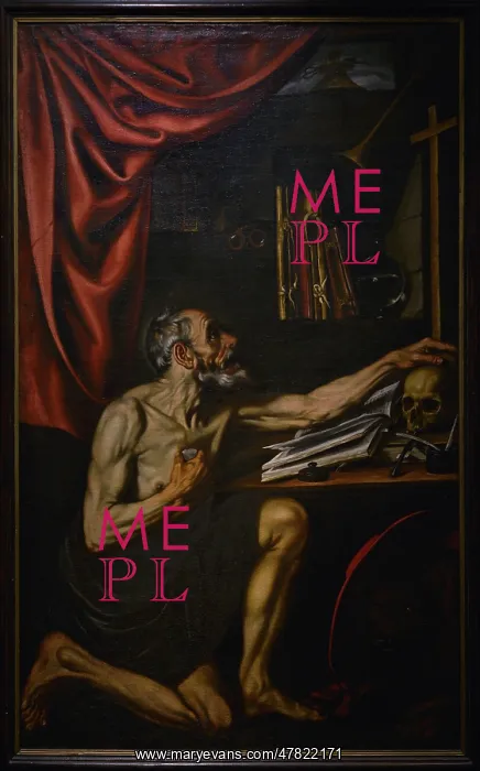 : Saint Jerome doing penance in his study, by Luis Tristan : Saint Jerome doing penance in his study, by Luis Tristan