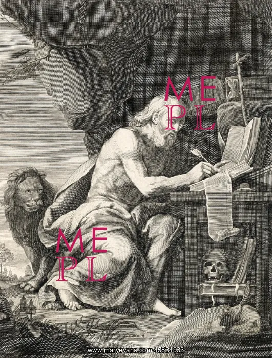 : Saint Jerome, theologian, writing in his cell : Saint Jerome, theologian, writing in his cell