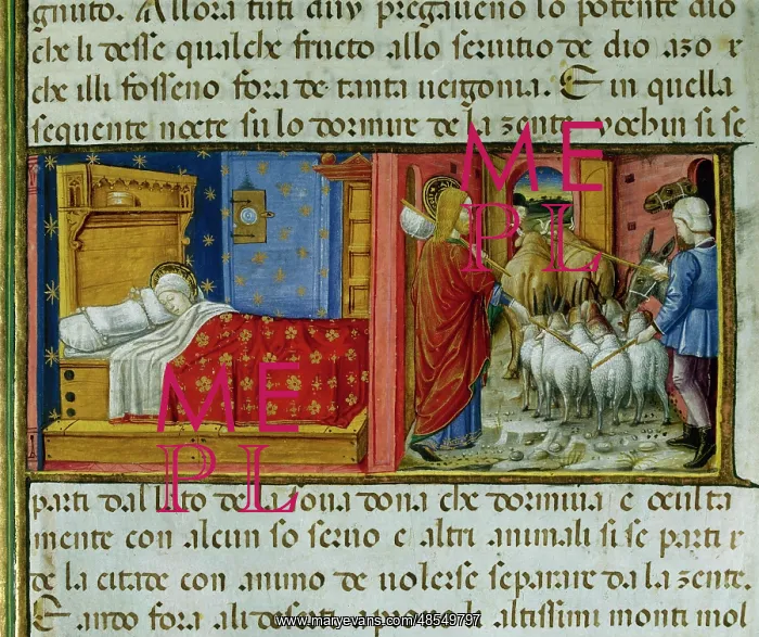 : Saint Joachim leaves his wife. Codex of Predis (1476). Italy : Saint Joachim leaves his wife. Codex of Predis (1476). Italy