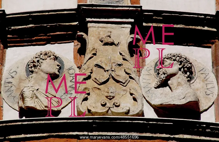 : Saint John and Saint Paul. Medaillons. Holy Mary of Graze. M : Saint John and Saint Paul. Medaillons. Holy Mary of Graze. M