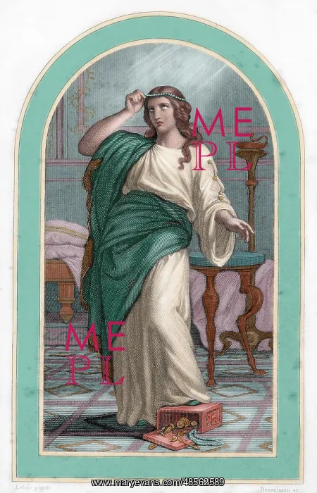  : Saint Mary Magdalene. Engraving. Colored