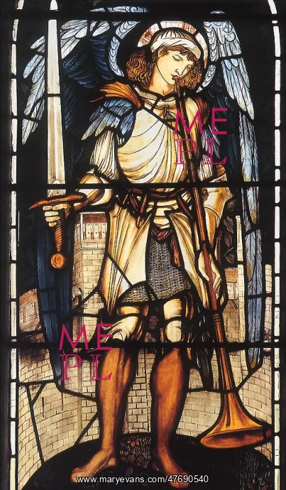 : Saint Michael, by Burne-Jones, stained glass : Saint Michael, by Burne-Jones, stained glass