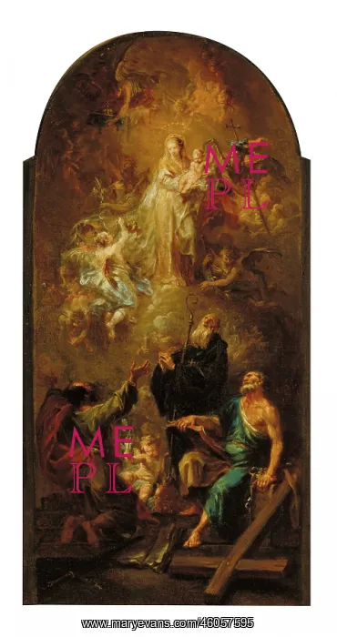 : Saint Peter, Paul and Benedict in front of Mary : Saint Peter, Paul and Benedict in front of Mary