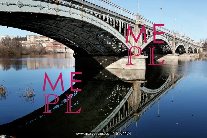 : Salamanca. Low angle view of Enrique Estevan Bridge across the River Tormes : Salamanca. Low angle view of Enrique Estevan Bridge across the River Tormes