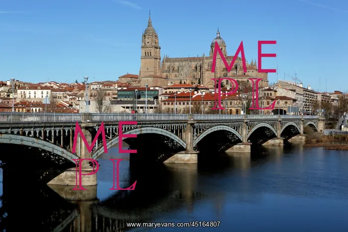 : Salamanca. General view of Enrique Estevan Bridge across the River Tormes : Salamanca. General view of Enrique Estevan Bridge across the River Tormes
