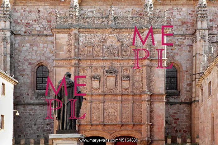 : Salamanca. View from behind of statue of Fray Luis de Leon : Salamanca. View from behind of statue of Fray Luis de Leon