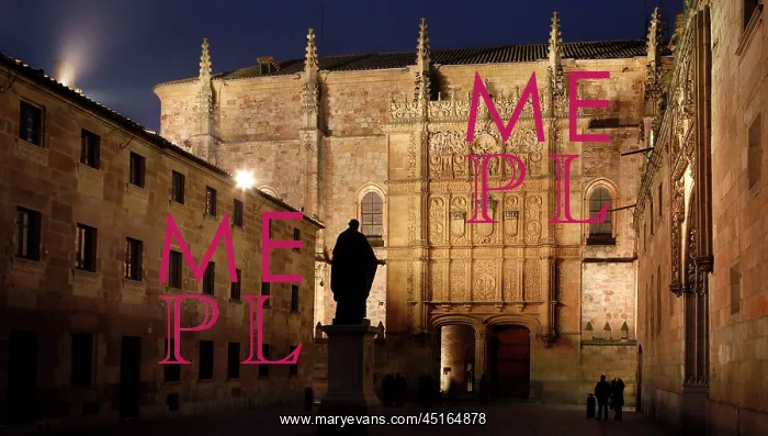 : Salamanca. View from behind of statue of Fray Luis de Leon : Salamanca. View from behind of statue of Fray Luis de Leon
