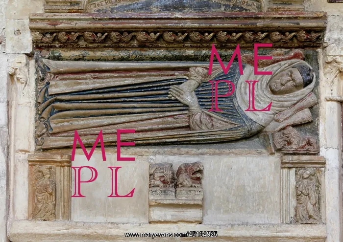 : Salamanca. Detail of a tomb in the cloister, Old Cathedral : Salamanca. Detail of a tomb in the cloister, Old Cathedral