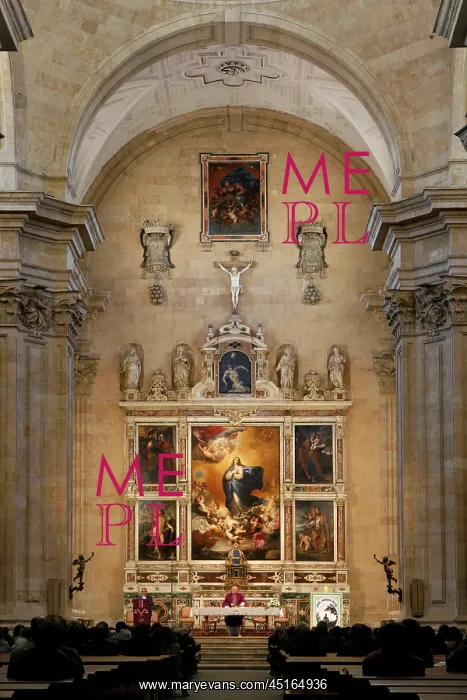 : Salamanca. Low angle view of interior, Church of the Purisima : Salamanca. Low angle view of interior, Church of the Purisima
