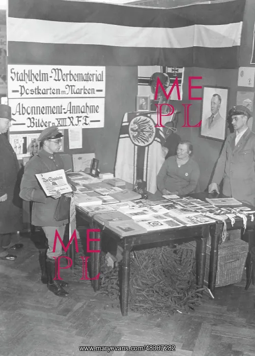 : Sales stand of the Stahlhelm, circa 1920s : Sales stand of the Stahlhelm, circa 1920s