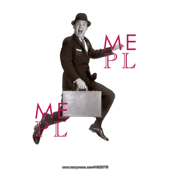 : Salesman leaping in air holding briefcase and : Salesman leaping in air holding briefcase and