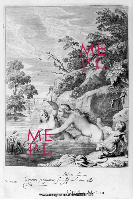 : Salmacis attempts to rape Hermaphroditus. Engraving : Salmacis attempts to rape Hermaphroditus. Engraving