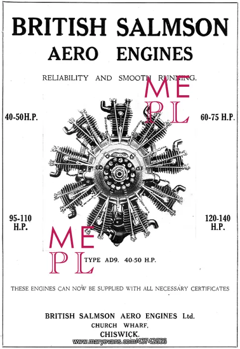 : Salmson Type AD9 40-50 HP Aero Engine : Salmson Type AD9 40-50 HP Aero Engine