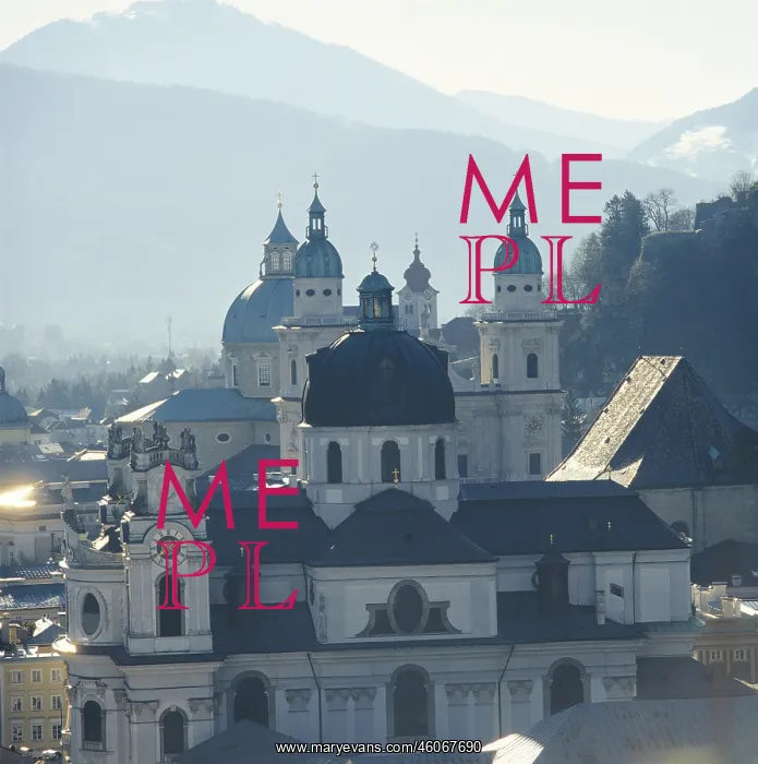 : Salzburg: View of the University church, in the background the cathedral of Salzburg : Salzburg: View of the University church, in the background the cathedral of Salzburg