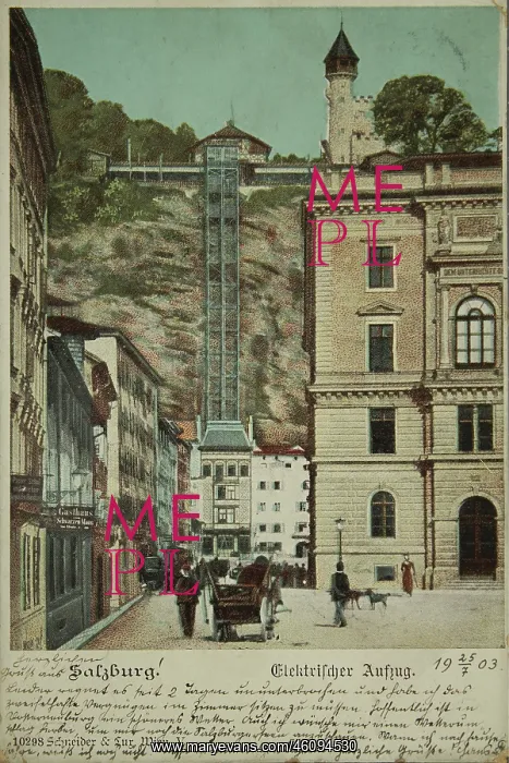 : Salzburg. Electric elevator. 1903. Four-color : Salzburg. Electric elevator. 1903. Four-color