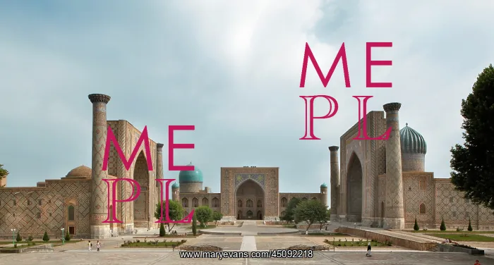 : Samarkand. General view of Registan Square, showing the Sher-Dor, 1619-36, : Samarkand. General view of Registan Square, showing the Sher-Dor, 1619-36,