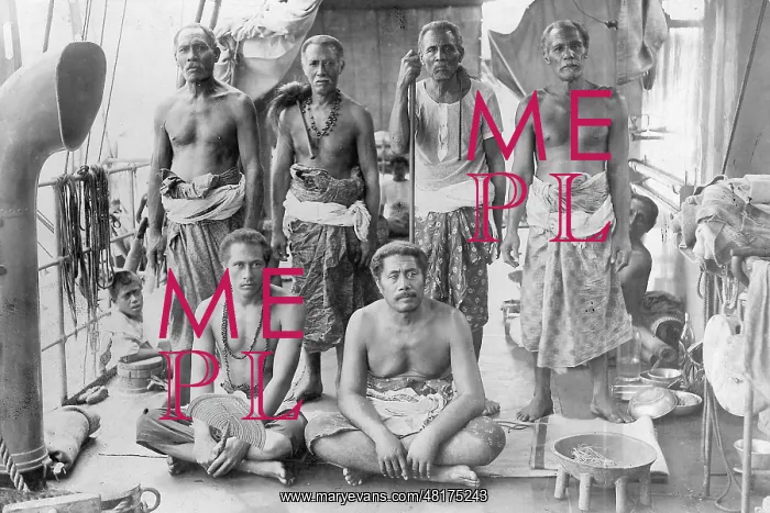  : Samoan chief as a prisoner on a German war ship, around 1900