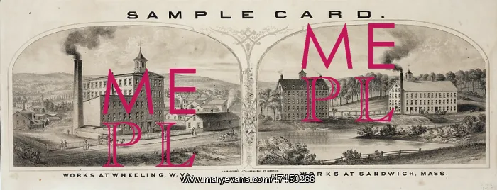 : Sample card - works at Wheeling, W. VA. - works at Sandwich : Sample card - works at Wheeling, W. VA. - works at Sandwich